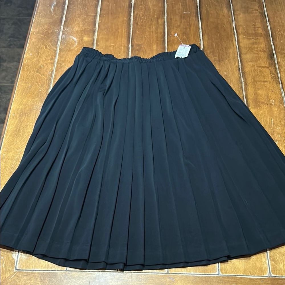 Clio Black Midi A-Line Pleated Skirt- NOS- Size Med- vintage